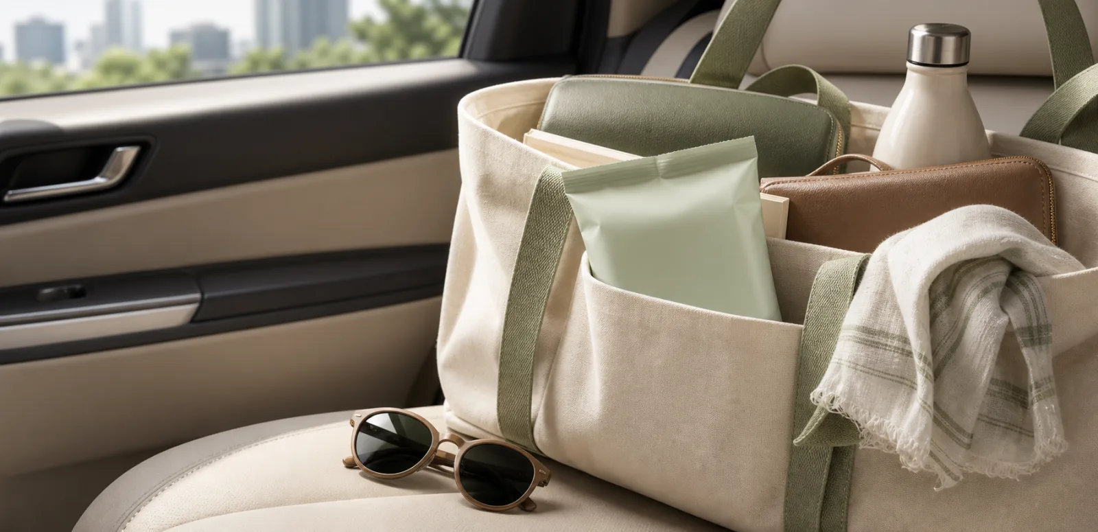 Compact Pristiq wipes kept ready in a travel tote