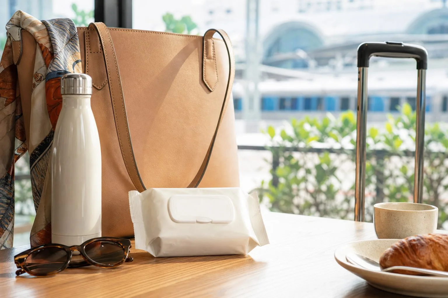 Compact zero-fragrance wipes in a premium travel day kit